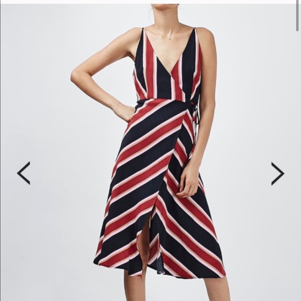 Topshop Striped Wrap Slip Dress